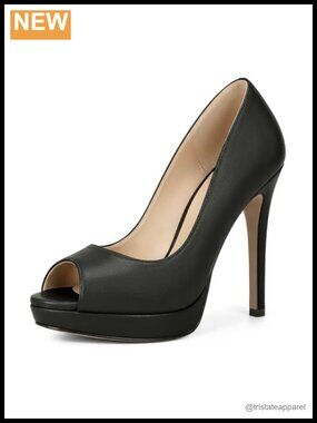 Platform Peep Toe Stiletto Heels 5 Inch Slip On Dress Pumps
